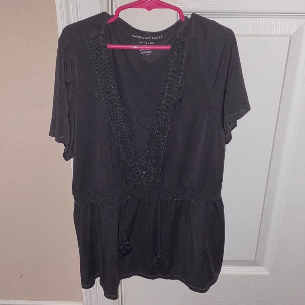 American Eagle Boyfriend Fit Criss Cross V Neck